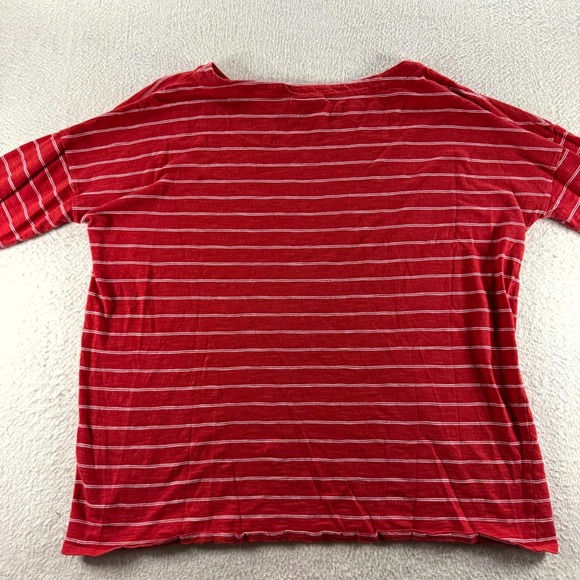 J. Jill Shirt Womens Medium Red White Striped Drop Shoulder Relaxed Fit Top - Picture 2 of 7